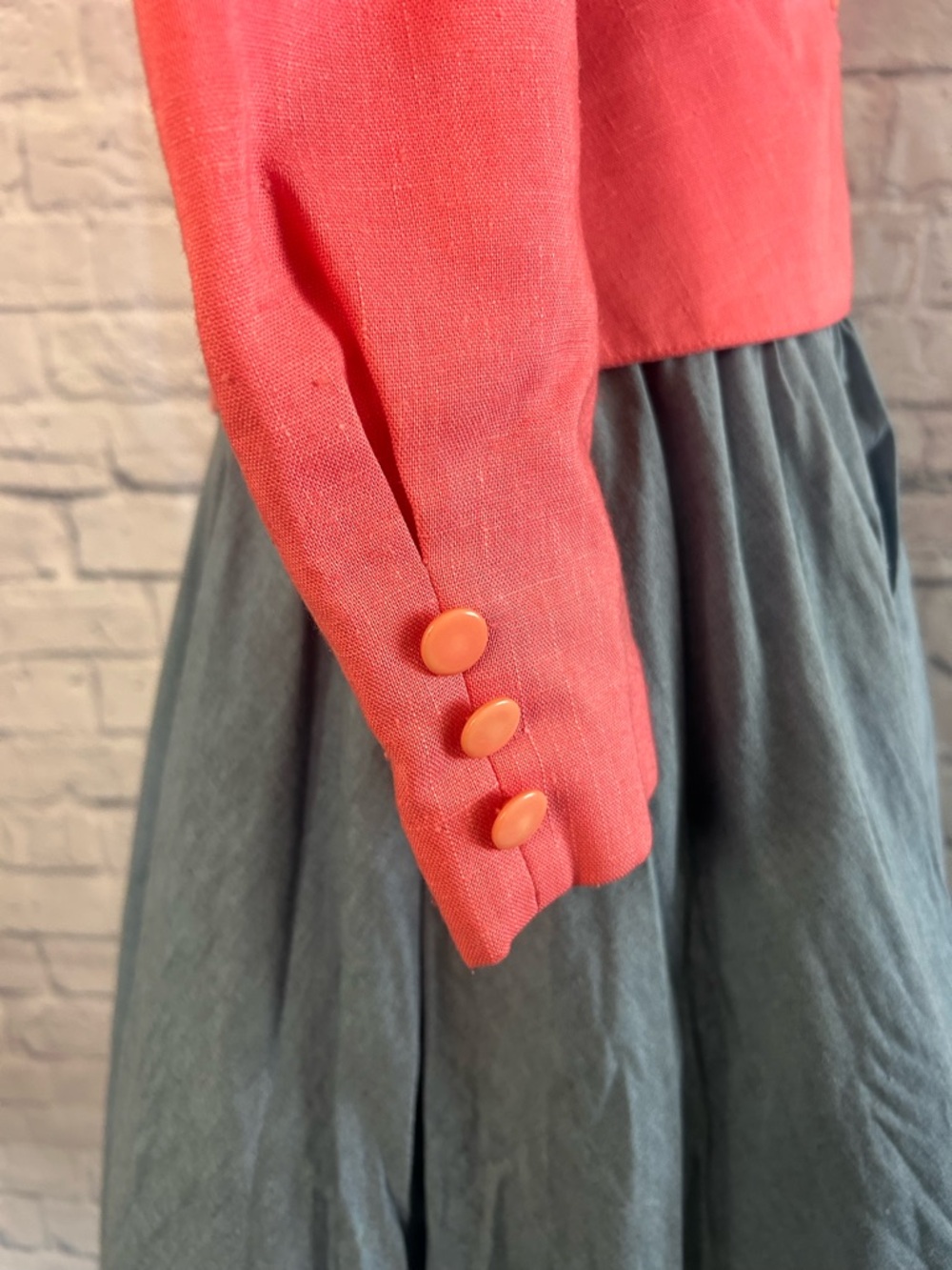 Vintage 1960s Blazer Single-Button Tailored Coral Pink Cropped 60s Classic - Picture 7 of 12
